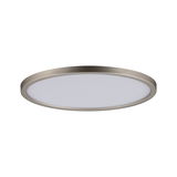 Plafonnier LED rond avec cadre métallique argent mat pour un éclairage intérieur moderne