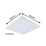 Quadratische weiße LED-Deckenleuchte 450x450 mm mit 64 mm Höhe für moderne Raumbeleuchtung