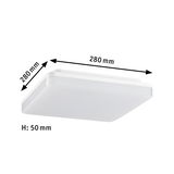 Plafonnier LED carré blanc en plastique, 280x280 mm, design fin pour éclairage moderne
