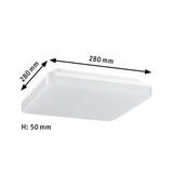 Firkantet hvid LED-loftlampe i plastik, 280x280 mm, slankt design til moderne belysning