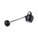 Schwarze Wandlampe mit verstellbarem Edelstahlarm, moderner LED-Strahler für Innenbeleuchtung