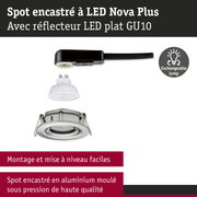 Spot encastré LED Nova Plus en aluminium avec réflecteur LED plat GU10 et lampe interchangeable