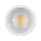 Runde LED-Einbauleuchte mit weißem Rahmen und warmweißem Licht für moderne Innenbeleuchtung