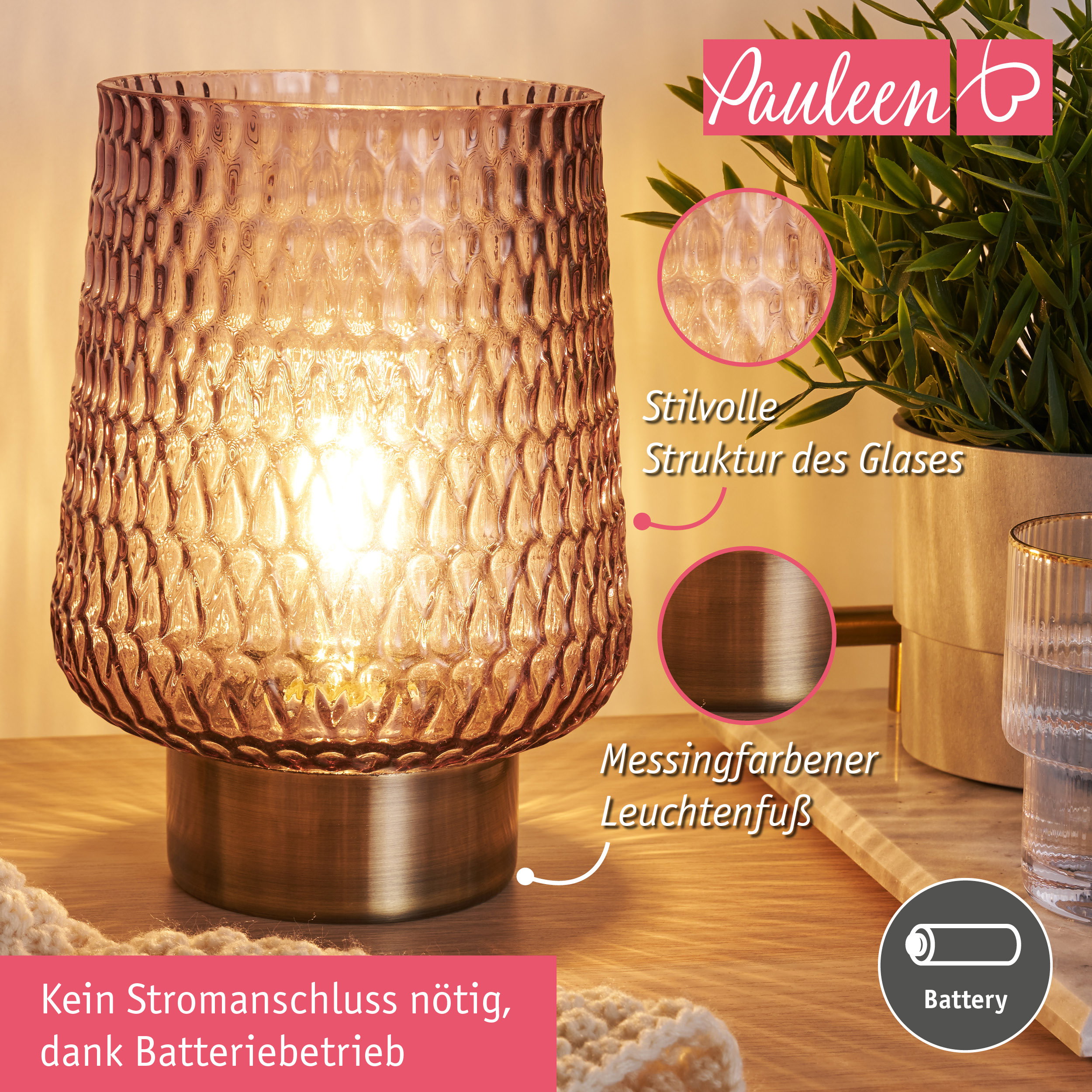 Paulmann Pauleen Tischleuchte Sparkling Glamour E27 2700K 30lm 0,8W Braun/Messing