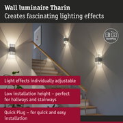 Tharin white metal wall luminaire with adjustable light effects ideal for hallways and stairways