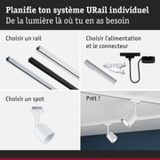 Rails URail en aluminium noir et blanc avec connecteurs et spots LED pour système d'éclairage modulable
