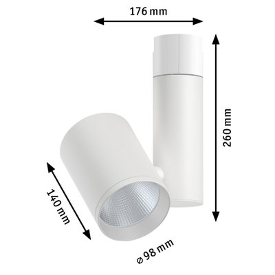 Weißer LED-Strahler aus Metall mit Maßen 176x260x140 mm für moderne Innenbeleuchtung