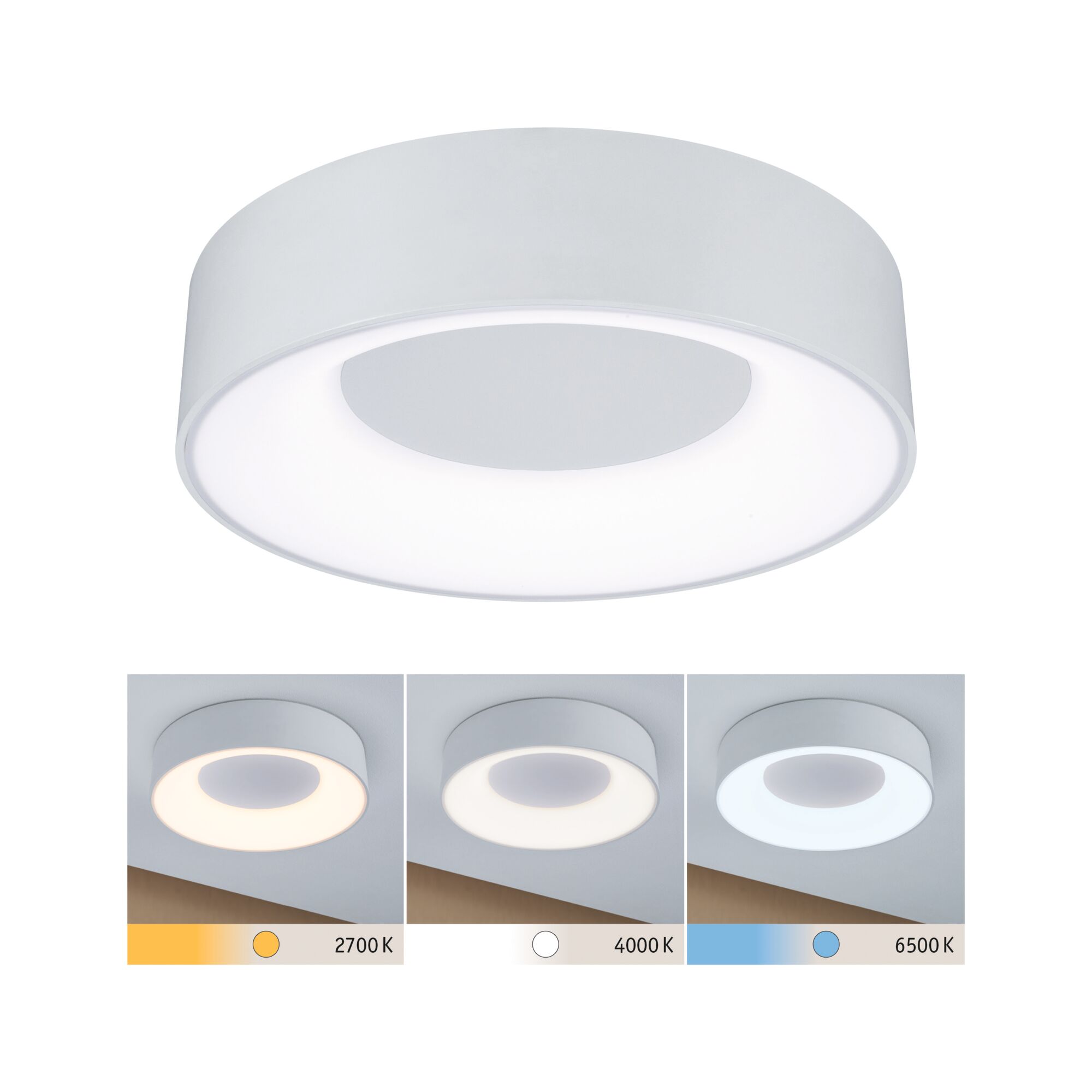 LED Ceiling light Casca IP44 White Switch 1500lm 230V 16W White Round white metal LED ceiling light with adjustable color temperature from 3000K to 6500K