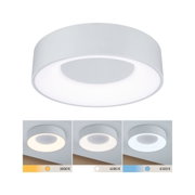 Round white metal LED ceiling light with adjustable colour temperature from 2700K to 6500K