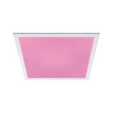 Plafonnier LED carré avec cadre blanc et panneau rose pour un éclairage moderne des pièces