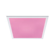 Plafonnier LED carré avec cadre blanc et panneau rose pour un éclairage moderne des pièces