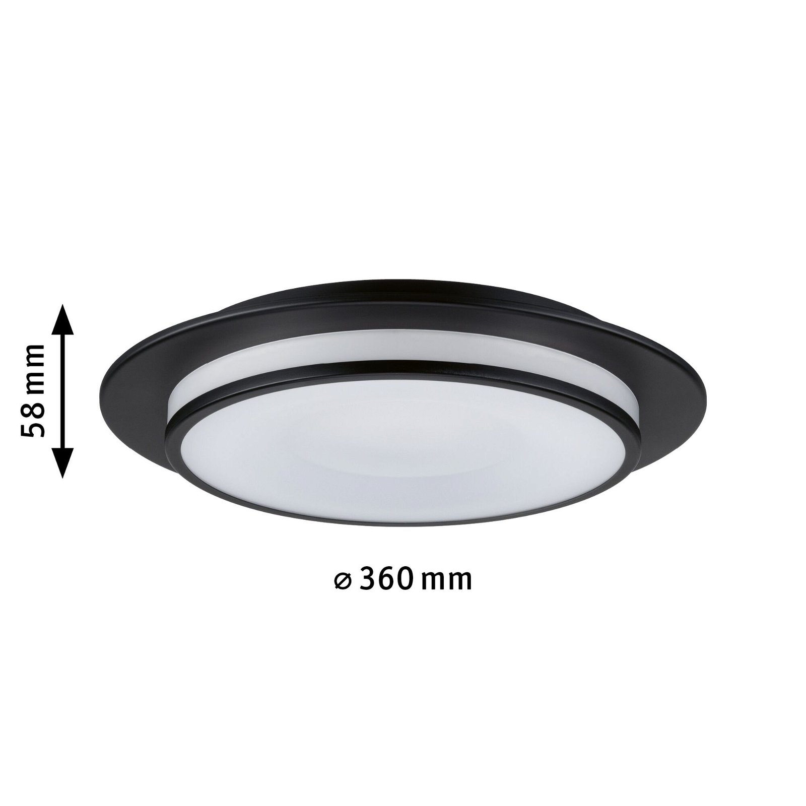 Plafonnier LED 3-Step-Dim Egron 2700K 750lm 230V 16W gradable Noir mat