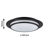 Rund loftlampe i sort metal med hvid diffusor, 360 mm diameter, LED-belysning