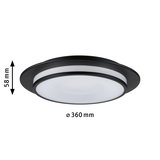 Rund loftlampe i sort metal med hvid diffusor, 360 mm diameter, LED-belysning