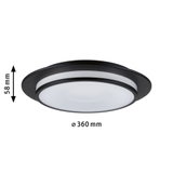 Round ceiling light in black metal with white diffuser, 360 mm diameter, LED lighting fixture