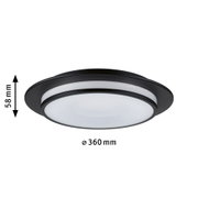 Runde Deckenleuchte aus schwarzem Metall mit weißem Diffusor, 360 mm Durchmesser, LED Beleuchtung