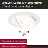 Innovatieve witte inbouwlamp Aumus van kunststof met 180° draaibaar en 35 mm inbouwdiepte