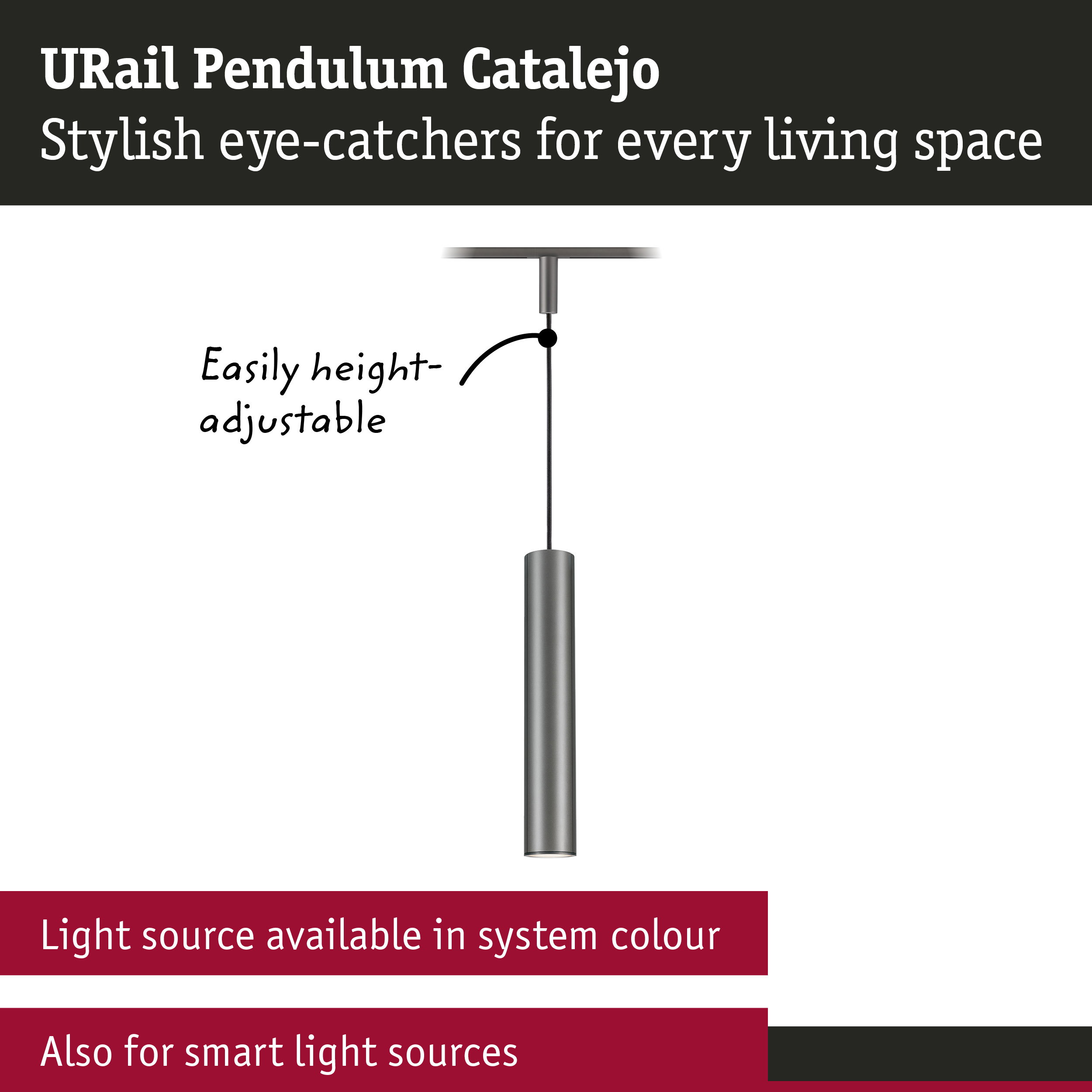 URail Pendants Catalejo GU10 max. 10W dimmable 230V Titanium
