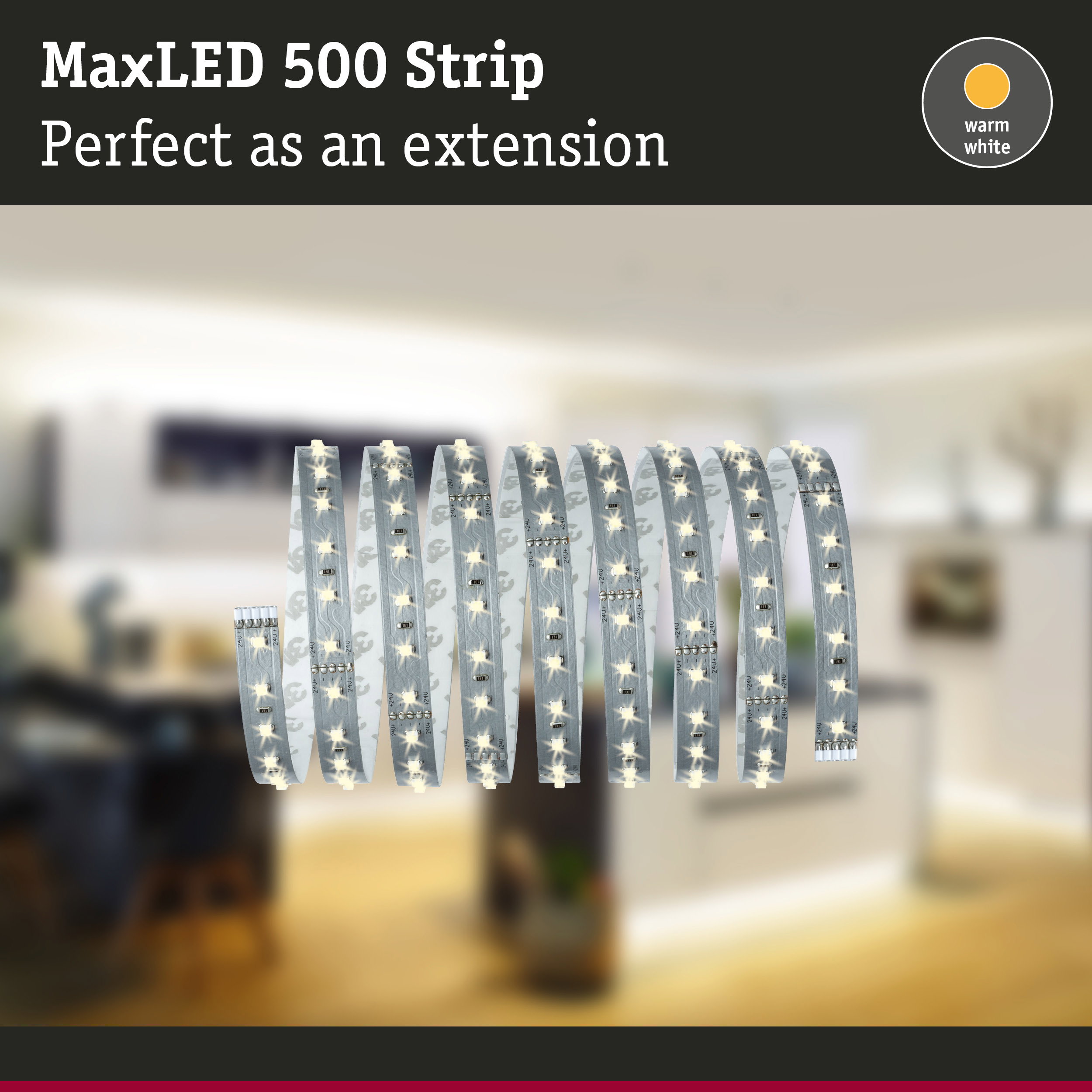 MaxLED 500 Strip warm white LED light strip, flexible extension for home lighting solutions