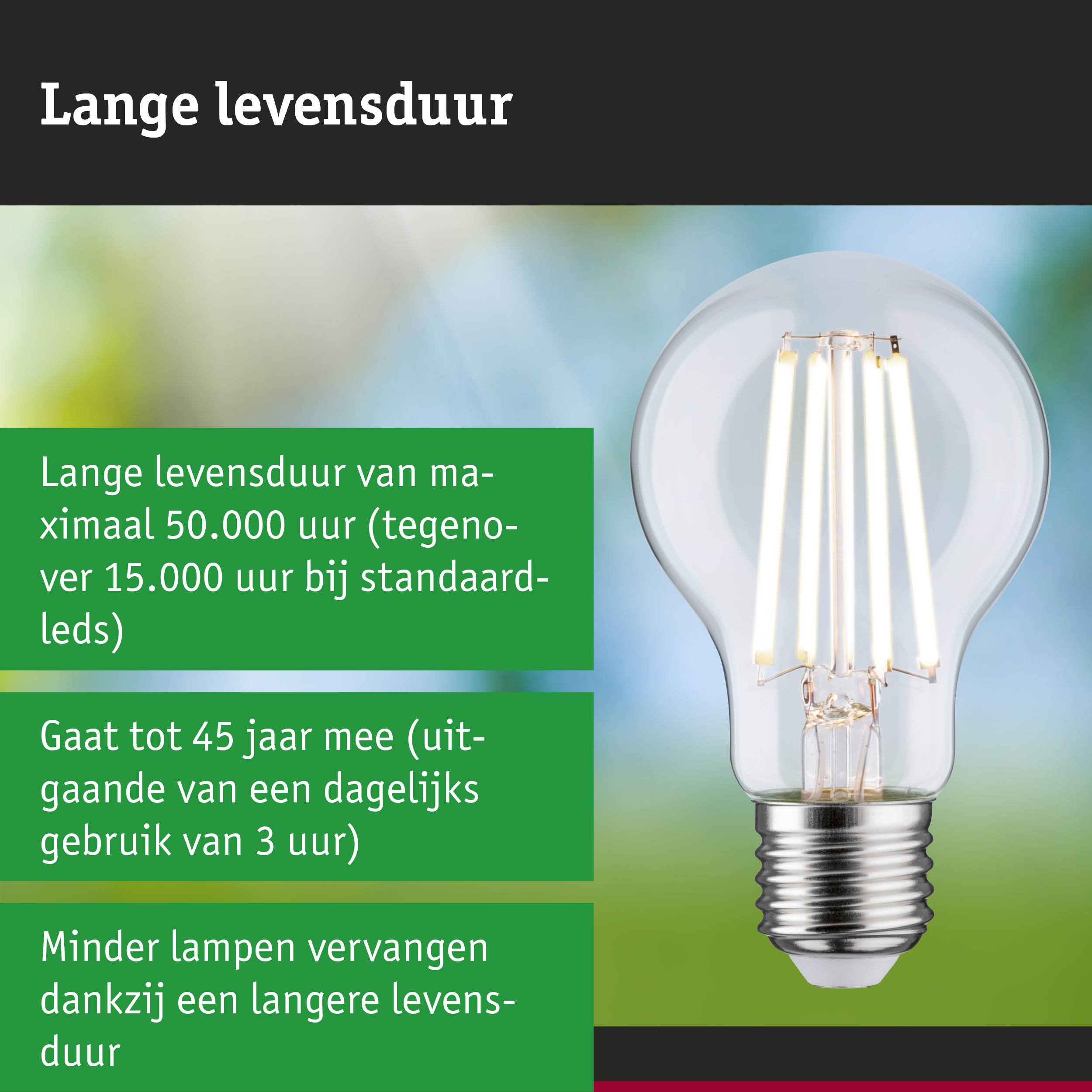 LED-lamp met lange levensduur in hand, energiezuinige duurzame verlichting