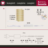 LED-Lichtband 300 cm lang, 21 W Leistung, 1,6 mm breit, mit 5 Jahren Garantie und Netzteil