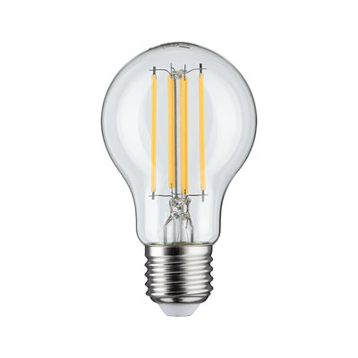 Klassische LED-Filament-Glühbirne mit transparentem Glas und E27-Fassung für energiesparende Beleuchtung
