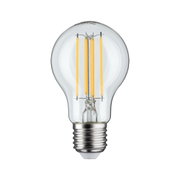 Klassische LED-Filament-Glühbirne mit transparentem Glas und E27-Fassung für energiesparende Beleuchtung
