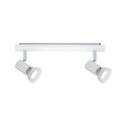 Spot de plafond moderne en métal blanc avec deux têtes réglables pour un éclairage ciblé