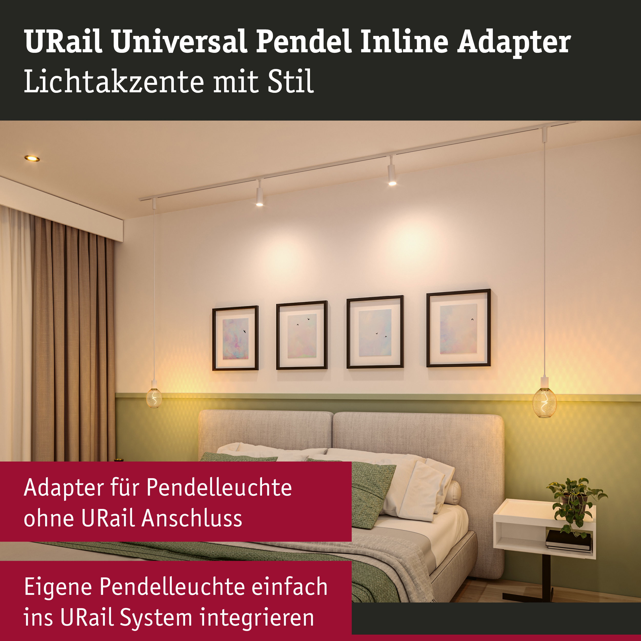 URail Pendeladapter Universal max. 50W 230V Signalweiß