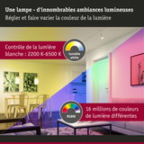 Salon avec éclairage LED blanc réglable et RGBW offrant 16 millions de couleurs pour ambiance lumineuse