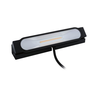 Schwarze LED-Leuchte mit länglichem, milchigem Diffusor und Kabel für moderne Innenbeleuchtung