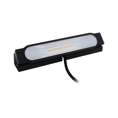 Schwarze LED-Leuchte mit länglichem, milchigem Diffusor und Kabel für moderne Innenbeleuchtung