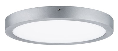 Plafonnier rond en métal argenté avec diffuseur blanc pour éclairage intérieur moderne