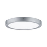 Ronde plafondlamp van zilverkleurig metaal met witte diffuser voor moderne binnenverlichting