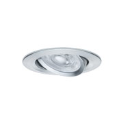 Runder Einbaustrahler aus gebürstetem Aluminium in Silber mit klarem Glas und LED-Licht