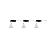 Three white GU10 LED spotlights with black cable for versatile lighting solutions