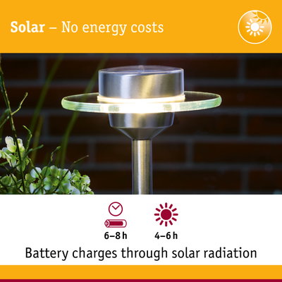 Solar stainless steel garden light with glass ring and energy-saving LED illumination