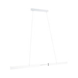 Moderne weiße LED-Pendelleuchte aus Metall mit zwei langen Leuchtstäben für Wohnräume