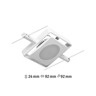 Witte vierkante metalen LED-kabelspot van 92 mm breed en 24 mm hoog voor moderne verlichting