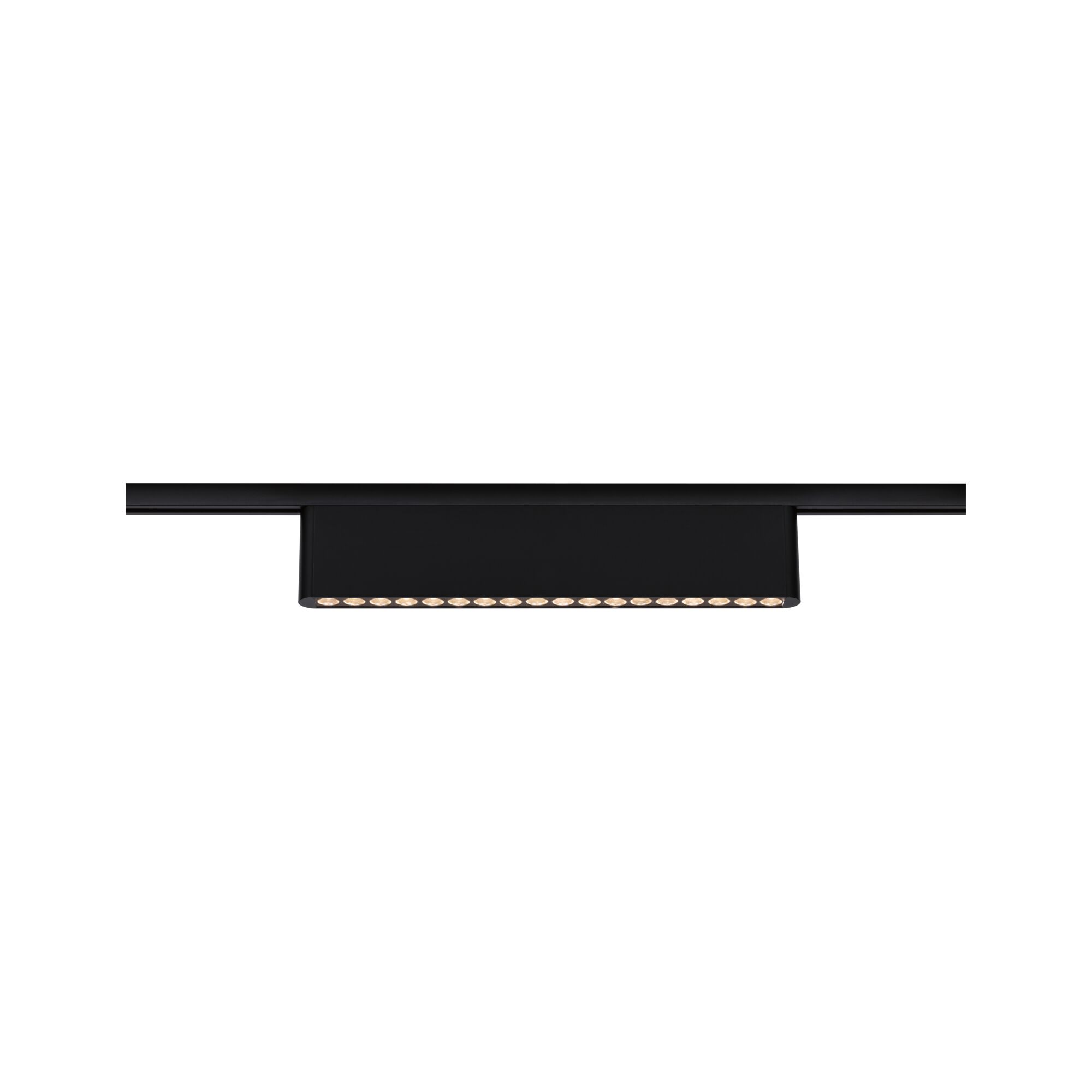 Sort metal LED-skinne med integreret panel til moderne indendørs belysning