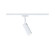 Modern white metal LED spotlight on track system for flexible room lighting