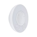 Round white plastic control panel with symbol buttons for light control and dimmer function