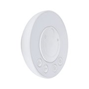 Round white plastic control panel with symbol buttons for light control and dimmer function