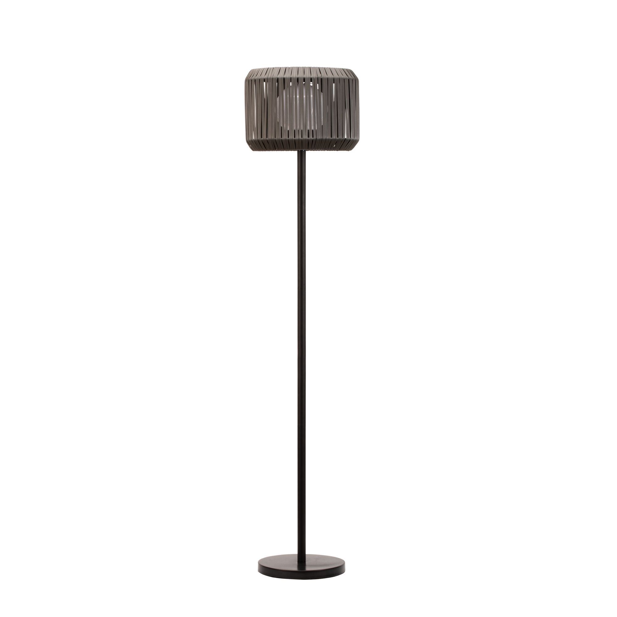 Paulmann Pauleen Lampadaire Solaire Elegance IP44 330mm 3000K 23lm Noir/Gris Lampe de table sur pied avec abat-jour en tissu gris et base en métal noir pour intérieurs modernes