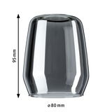 Transparenter Glaslampenschirm in Grau mit 95 mm Höhe und 80 mm Durchmesser für LED-Leuchten.
