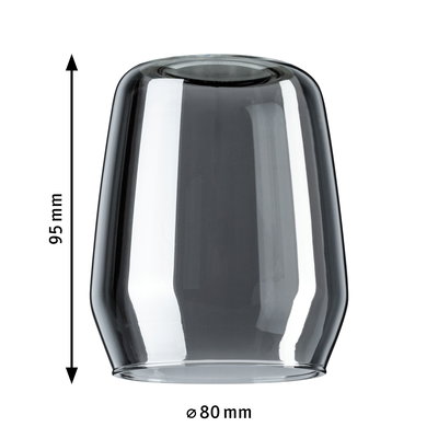 Transparante grijze glazen lampenkap van 95 mm hoog en 80 mm diameter voor LED-verlichting