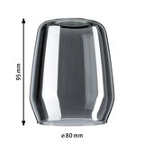 Abat-jour en verre transparent gris de 95 mm de hauteur et 80 mm de diamètre pour éclairage LED
