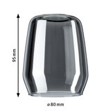 Transparenter Glaslampenschirm in Grau mit 95 mm Höhe und 80 mm Durchmesser für LED-Leuchten.