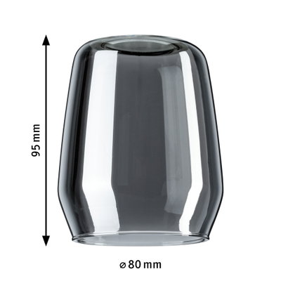 Transparenter Glaslampenschirm in Grau mit 95 mm Höhe und 80 mm Durchmesser für LED-Leuchten.