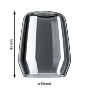 Przezroczysty szary klosz szklany o wysokości 95 mm i średnicy 80 mm do lamp
